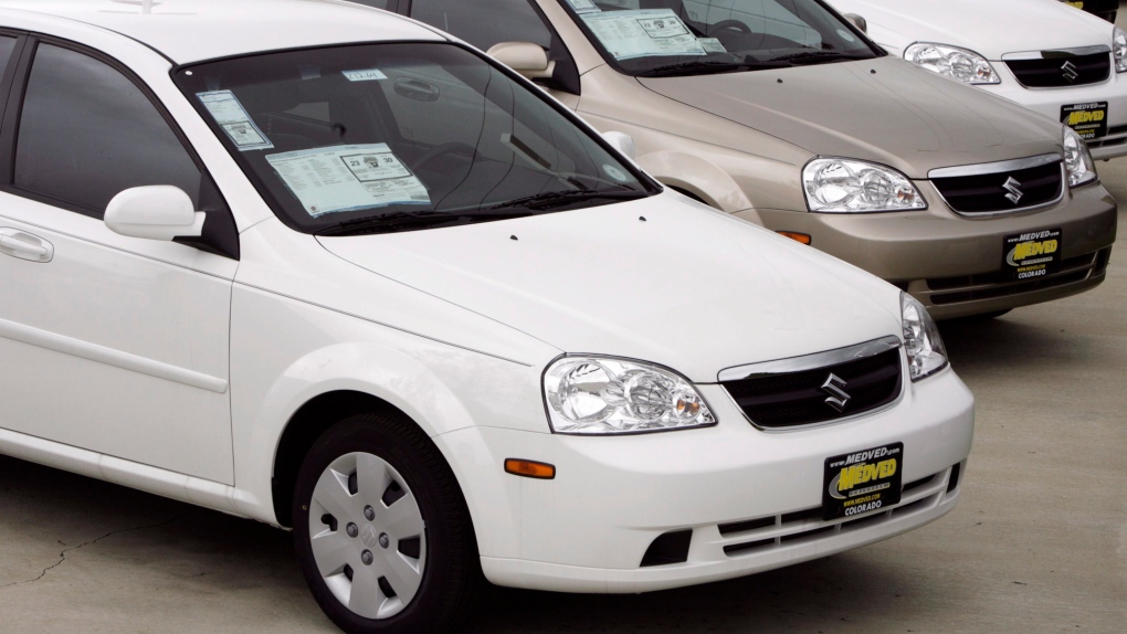 Unsold 2007 Forenza sedans sit outside a Suzuki dealership in the northwest Denver suburb of Wheat R