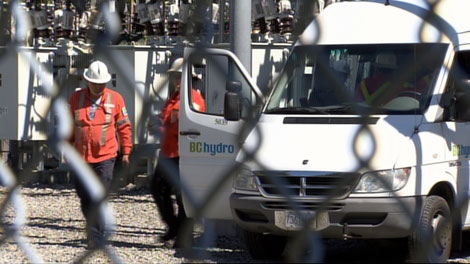 BC Hydro workers attend a Vancouver substation that has been having problems this week, leading to several blackouts. Aug. 24, 2010. (CTV)