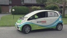 The i-MiEV, manufactured by Mitsubishi Motors, stops in Ottawa on its national tour, Wednesday, Aug. 25, 2010.