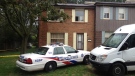 Police search the townhouse belonging to Chunqui Jiang, 40, in Scarborough on Monday, Aug. 27, 2012. (Tom Podolec / CTV News)
