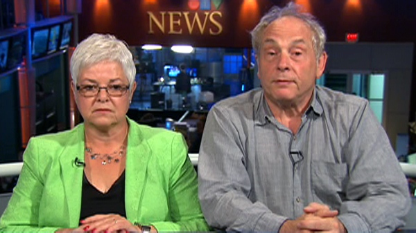 Filmmaker John Kastner, left, and Leslie Jenkins, whose son was convicted of murdering her daughter, discuss the new documentary 'Life With Murder' on CTV's News Channel, Tuesday, Aug. 31, 2010.