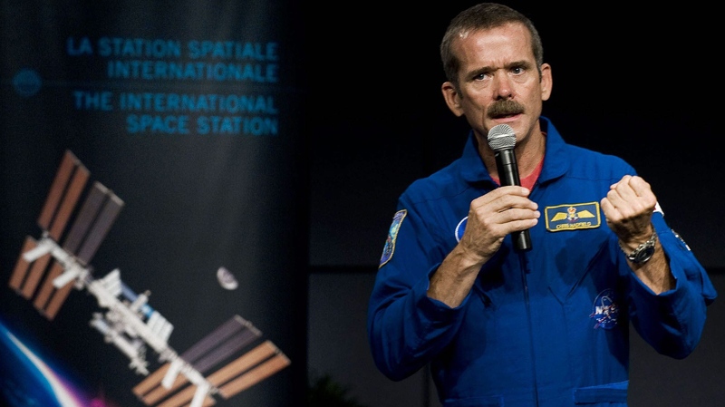 Astronaut Chris Hadfield speaks at a press conference at the Canadian Space Agency Headquarters in Longueuil, Que., Thursday, Sept. 2, 2010. (Canadian Space Agency)