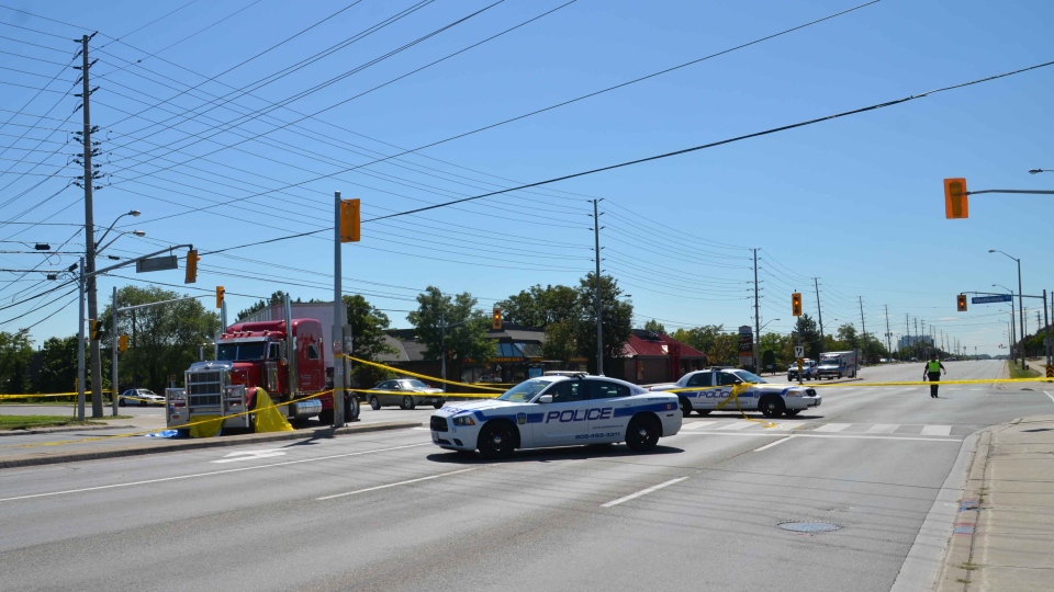Police respond to a fatal traffic accident in Mississauga