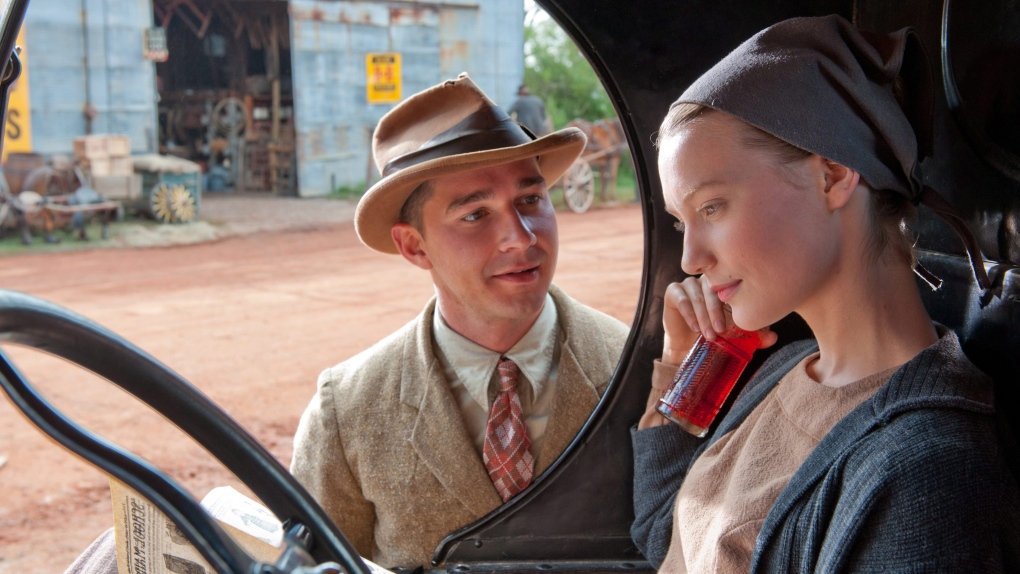 Shia LaBeouf, left, and Mia Wasikowska in a scene from Alliance Films' 'Lawless.'