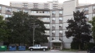 A child is in hospital with life-threatening injuries after falling off a fifth-floor balcony of this Scarborough apartment building on Friday, Aug. 31, 2012. (Tom Podolec / CTV News)
