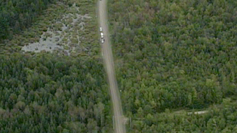 An aerial view shows police near to where human remains were discovered on Sunday, Sept. 5, 2010.