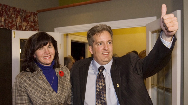 Scott Armstrong and Tammy Stewart celebrate the byelection win in Truro, N.S. on Nov. 9, 2009.
