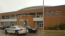 Peel Regional Police investigate after someone was stabbed at Brampton's Cardinal Leger Secondary School on Tuesday, Sept. 4, 2012. (Tom Stefanac / CTV Toronto)
