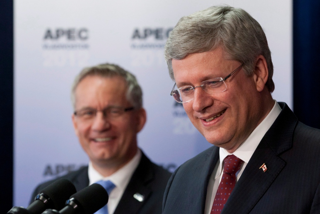 International Trade Minister Ed Fast, Canadian Prime Minister Stephen Harper