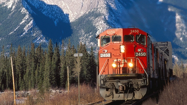 Undated file photo of a CN freight train near Henry House, Alberta. (CN Rail)