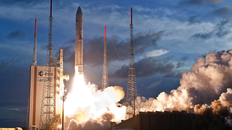 European Space Agency Ariane V rocket lifting off in French Guiana on July 5, 2012.