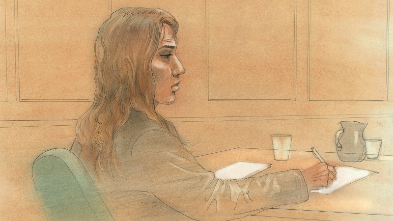 A court sketch depicts Mary Gowans in a Toronto courtroom on Wednesday, Sept. 12, 2012. (CTV/John Mantha)