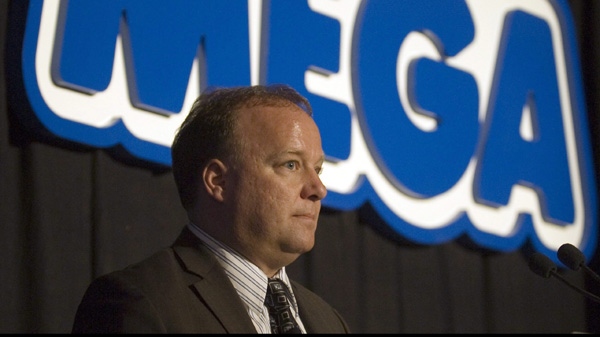 Mega Inc. chief executive Marc Bertrand speaks at the company's annual meeting in Montreal Friday, June 27, 2008. (THE CANADIAN PRESS/Ryan Remiorz)