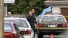 Police investigate an early-morning shooting death in Abbotsford, B.C. Sept. 16, 2010. (CTV)