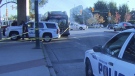 Police investigate the scene of a fatal pedestrian collision at Main Street and Terminal Avenue. Sept. 19, 2012. (CTV)