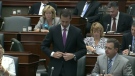 Premier Daton McGuinty and Finance Minister Dwight Duncan speak during question period on Thursday, Sept. 20, 2012.
