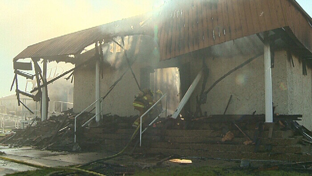 A fire tore through the Morinville Baptist Church overnight. Fire crews say the building will need to be torn down and rebuilt completely.
