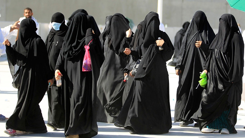Female Muslim pilgrims in the last rite of the annual hajj near  Mecca, Saudi Arabia on Nov. 6, 2011