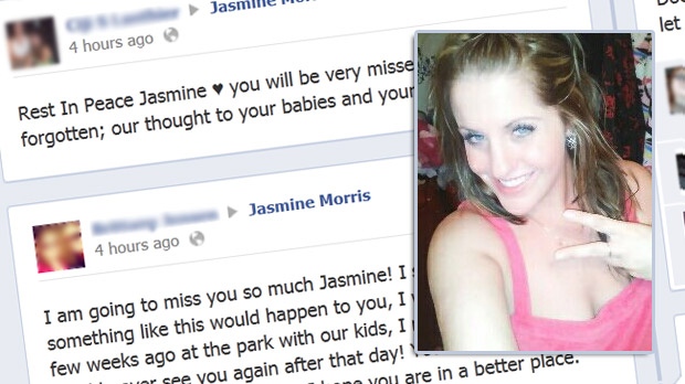 Friends of 26-year-old Jasmine Morris post tributes on her Facebook page after the mother of two was killed in car crash in Alexandria Sept. 23, 2012. 