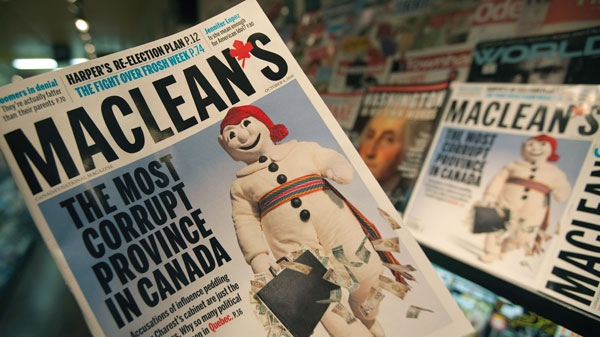 The latest edition of Maclean's magazine is seen at a news stand in North Vancouver, B.C. Friday, Sept. 24, 2010. (Jonathan Hayward / THE CANADIAN PRESS)