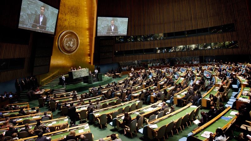 Iranian President Mahmoud Ahmadinejadat the UN on Sept. 24, 2012.