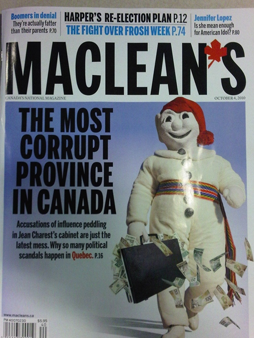 The latest cover of Maclean's magazine is making waves in Quebec.
