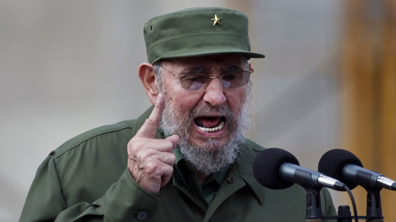 Cuba's leader Fidel Castro delivers a speech during the 50th anniversary of the Committee for the Defense of the Revolution, CDR, in Havana, Cuba, Tuesday, Sept. 28, 2010. (AP Photo/Javier Galeano) 