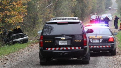 A 21-year-old man was killed when his truck left this rural road in Rideau Lakes Township, Monday, Sept. 27, 2010. Photo courtesy: YourOttawaRegion.com