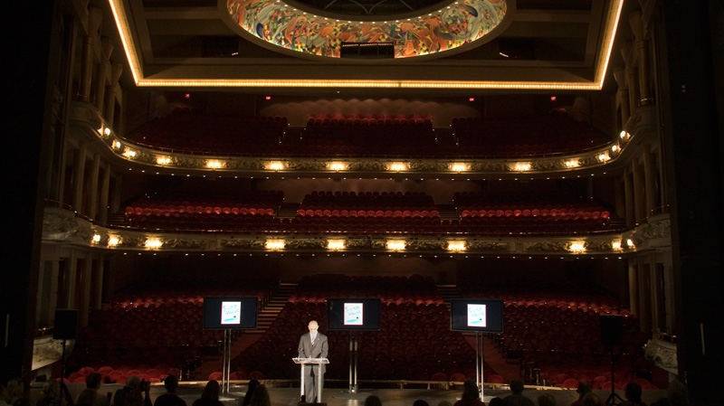 David Mirvish stands on the stage of the Princess of Wales theatre in Toronto on Sept. 25, 2007.