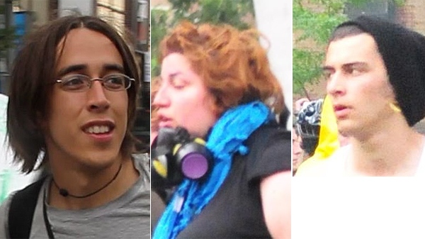Toronto police released photos(from left to right) of George Horton, 22, of Peterborough; Eva Botton, 29, of Surrey, B.C.; and Charles Bicari, 19, of Montreal.