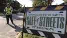 Alta Vista councillor Peter Hume took a digital speed sign to problem streets in his area Wednesday, Oct. 3, 2012.