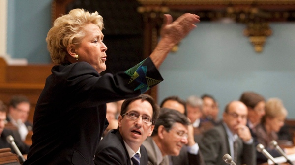 Quebec Opposition Leader Pauline Marois questions the government over shale gas exploitation, at the legislature in Quebec City on Thursday, September 30, 2010. (Jacques Boissinot / THE CANADIAN PRESS)