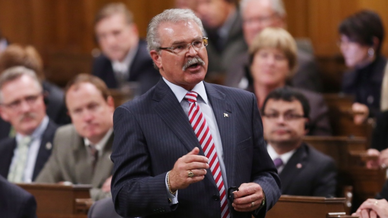 Agriculture Minister Gerry Ritz stands in the House of Commons during question period in Ottawa, Thursday, Oct. 4,2012. (Fred Chartrand / THE CANADIAN PRESS)