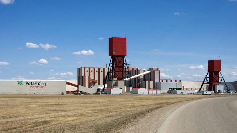 The Rocanville potash mine owed by the Potash Corporation of Saskatchewan in Rocanville, Sask. is shown in this 2007 photo. (Troy Fleece / THE CANADIAN PRESS)