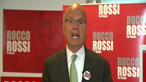 Toronto mayoral candidate Rocco Rossi sets out his budgetary and other policies in a Tuesday, Oct. 5, 2010 news conference.
