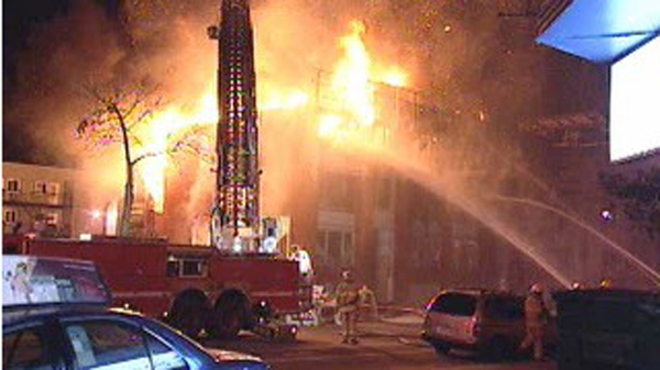 This three-storey building went up in flames Wednesday morning (Oct. 6, 2010)