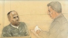 Anthony Bennett (left) testifies at the trial of David Chen in Toronto on Wednesday, Oct. 6, 2010.