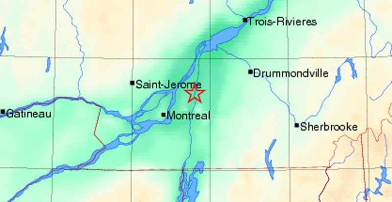 A 4.5-magnitude earthquake struck the Montreal area just after midnight Wednesday. (courtesy: Earthquake Canada)