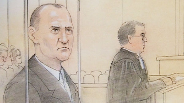 Col. Russell Williams is seen in this sketch from a Belleville, Ont., court on Thursday, Oct. 7, 2010.