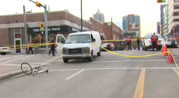 Cyclist hit by van in downtown