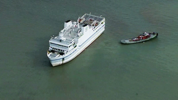 Ferry stuck in sandbar in Lake Erie