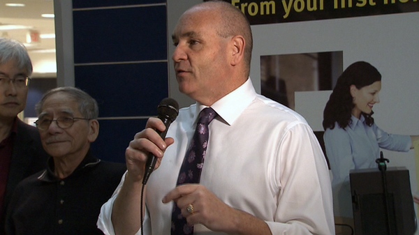 Mayoral candidate George Smitherman speaks during a campaign event, Friday, Oct. 8, 2010.