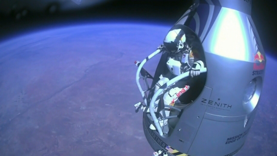Felix Baumgartner jumps from the stratosphere