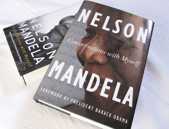 Copies of the book 'Conversations With Myself' are shown in Johannesburg on  Thursday Oct. 7, 2010. (AP Photo)