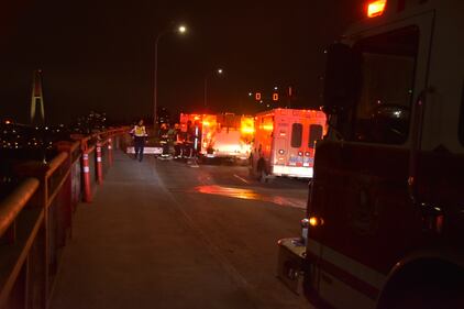 Pattullo Bridge crash Feb. 14, 2025.