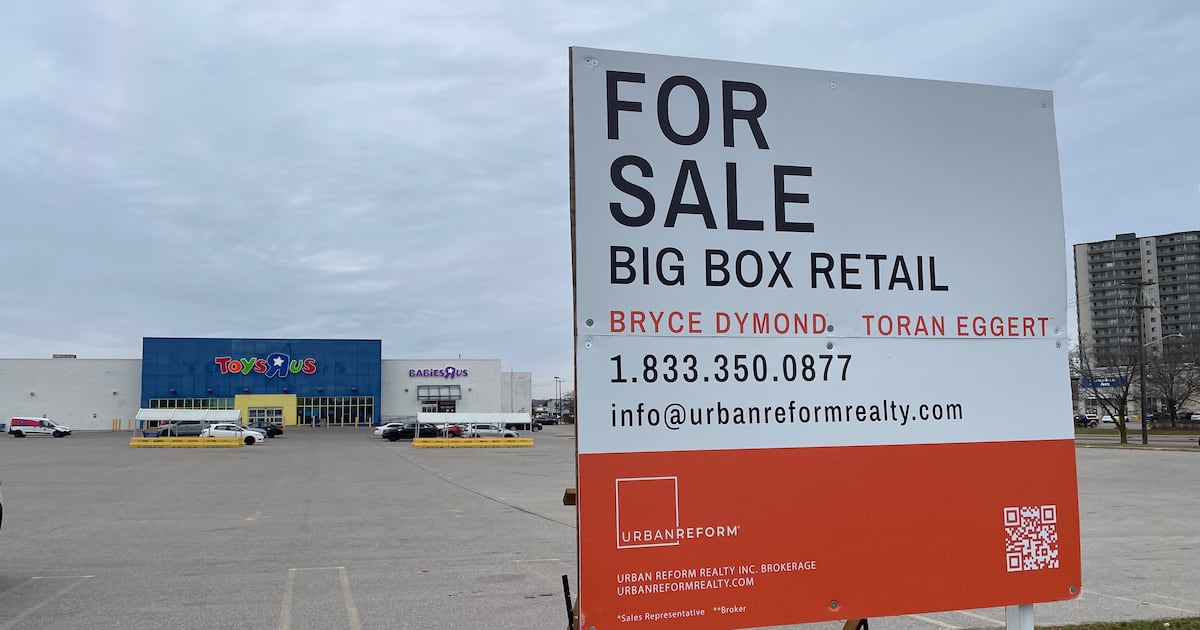 ‘For Sale' sign appears at Kitchener's Toys “R” Us