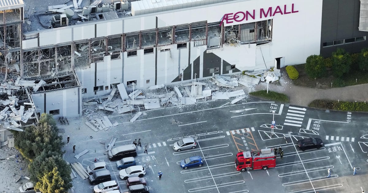 Photo: CTV News This aerial image shows the damaged AEON Mall after an earthquake in Kashima, Kumamoto prefecture, southern Japan, Tuesday