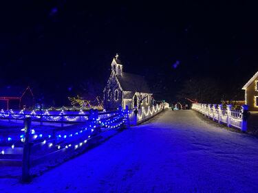 Christmas Village Aglow at the Kings Landing Historical Settlement in Prince William, N.B. on Nov. 30, 2025. (Nick Moore/CTV Atlantic)