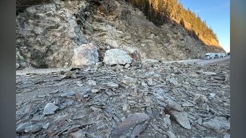 Rock slide shuts down highway near Jasper, Alta.