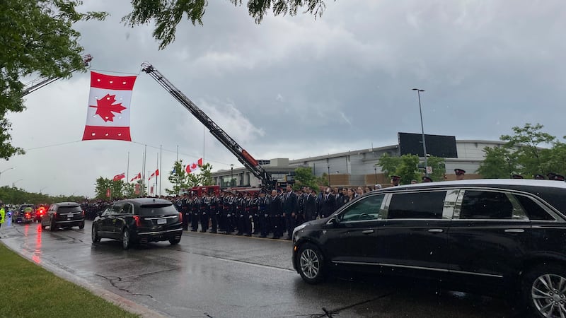 Funeral in Mississauga today for OPP officer killed in the line of duty
